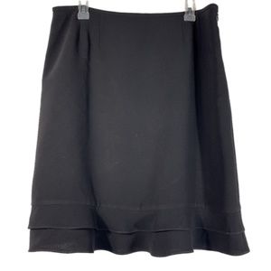 Black Polyester Skirt with Double Ruffled Hem